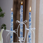 Blue Porcelain Taper Candle Set – 8pcs / 4 Designs