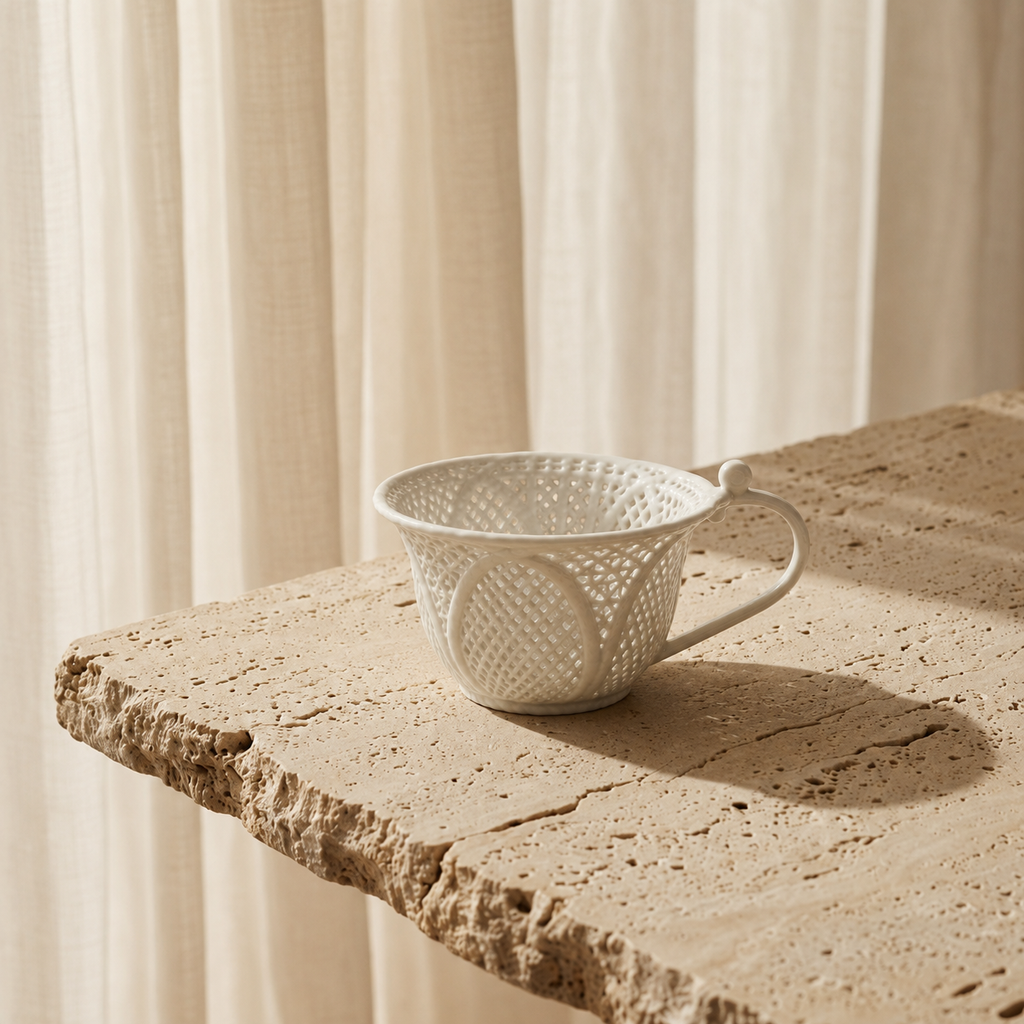 Nivelle Dehua Porcelain Woven Teacup & Saucer