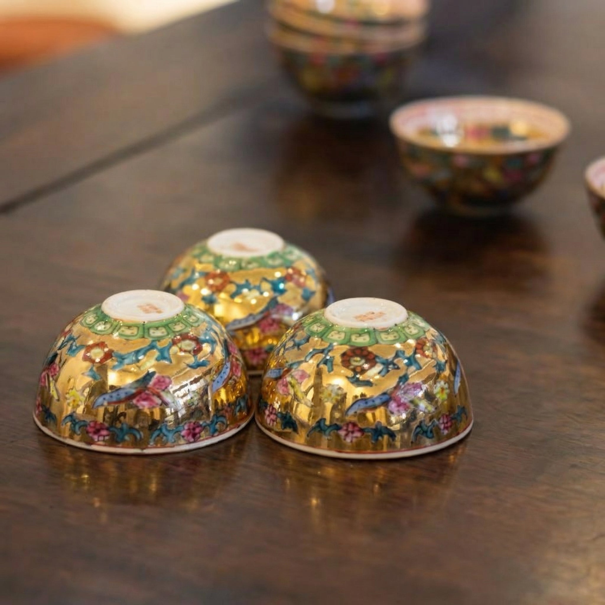 Golden Lotus Enamel Guangcai Hand-painted Tea Bowl