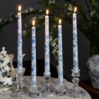 Blue Porcelain Taper Candle Set – 8pcs / 4 Designs