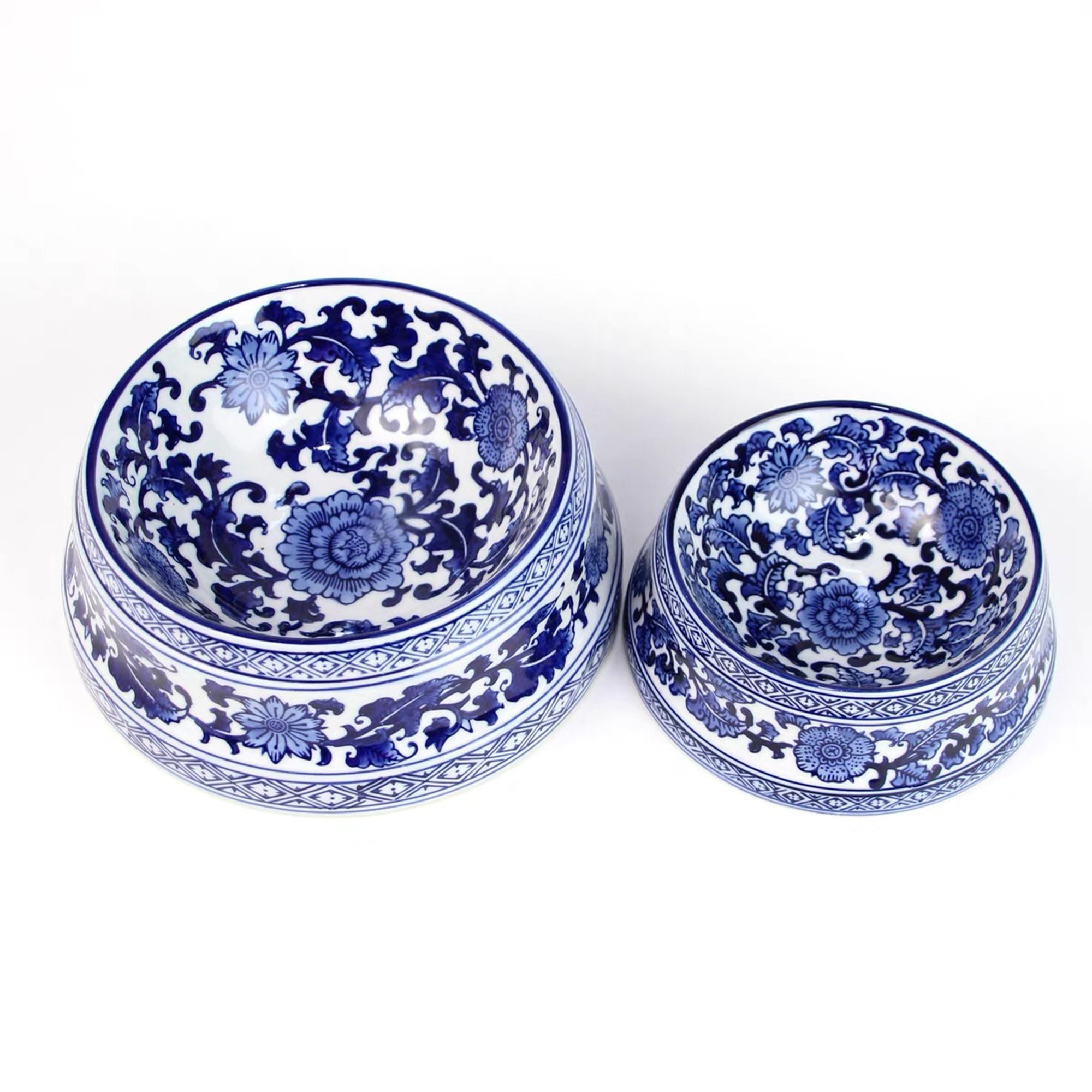 Glazy Blue and White Hand Painted Porcelair Cat/Dog Pet Bowl