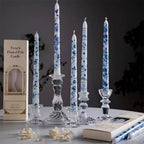 Blue Porcelain Taper Candle Set – 8pcs / 4 Designs