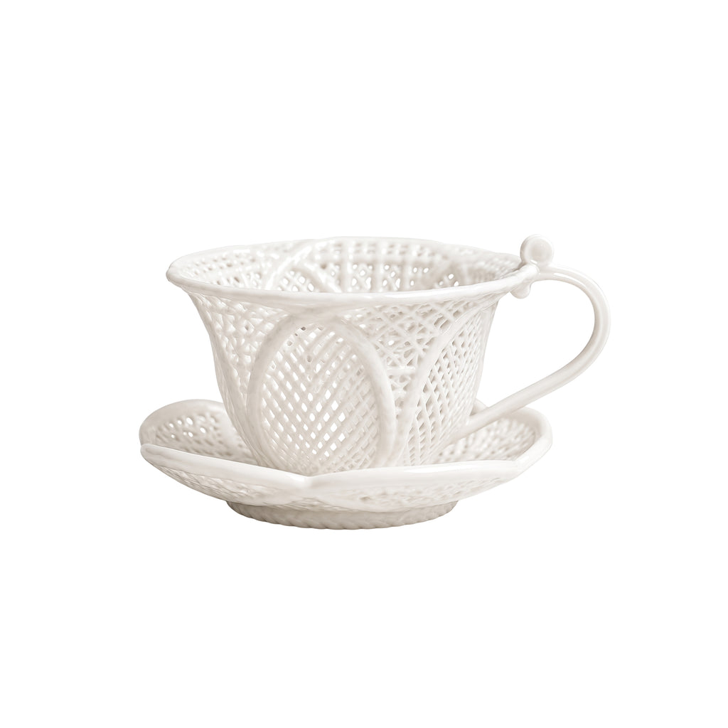 Nivelle Dehua Porcelain Woven Teacup & Saucer