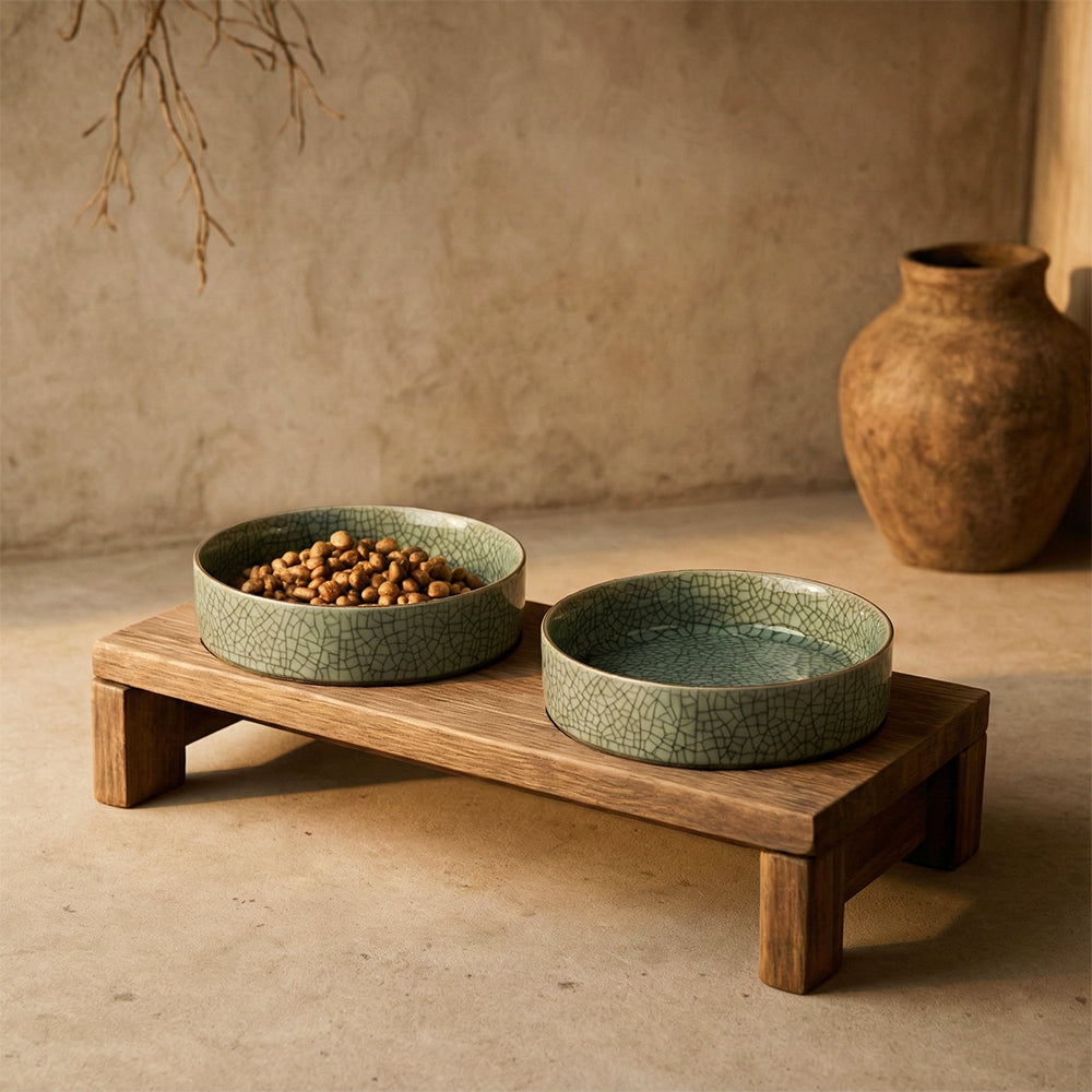 Crackle Celadon Pet Bowl