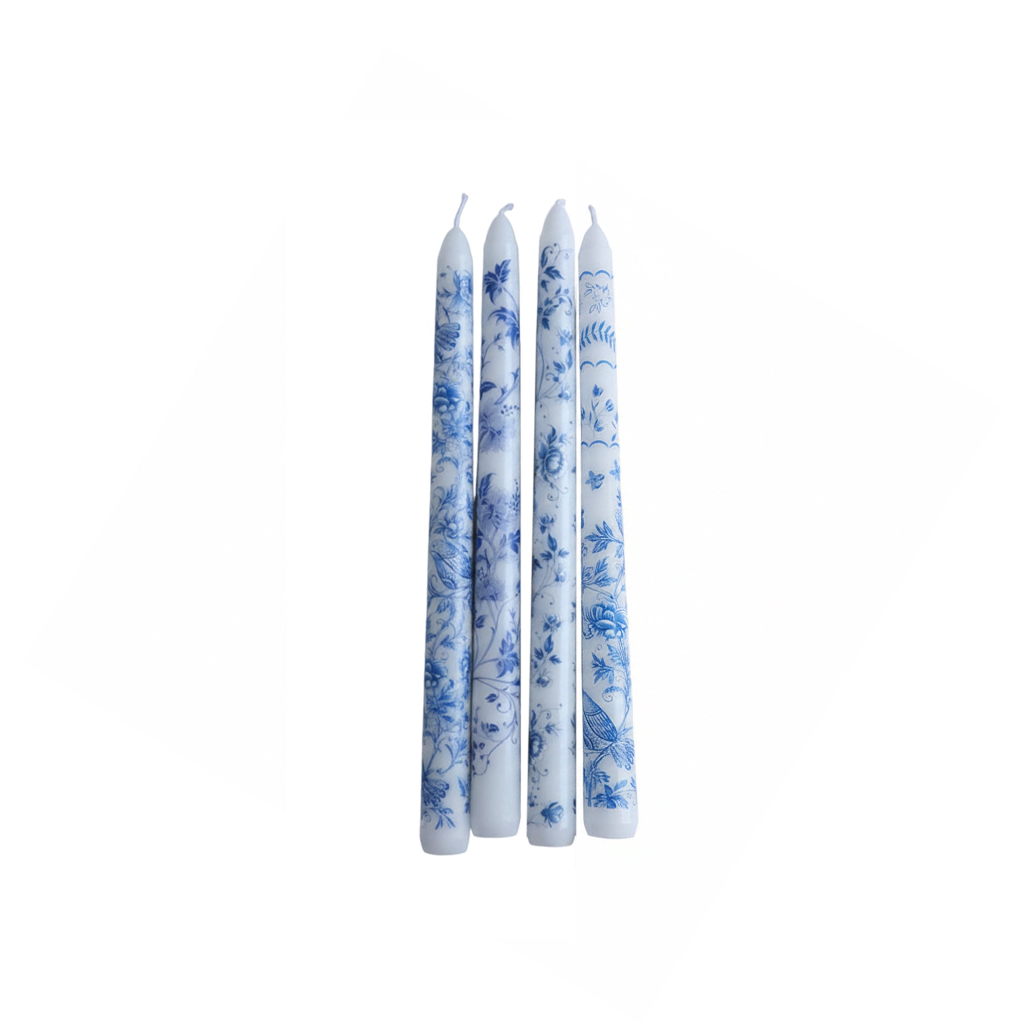 Blue Porcelain Taper Candle Set – 8pcs / 4 Designs