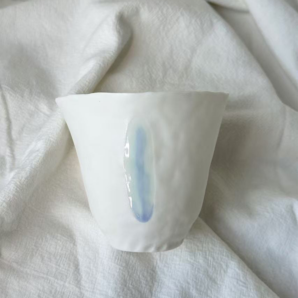 Jiayu · Flowing Eternity · Hand-Pinched White Porcelain Cup