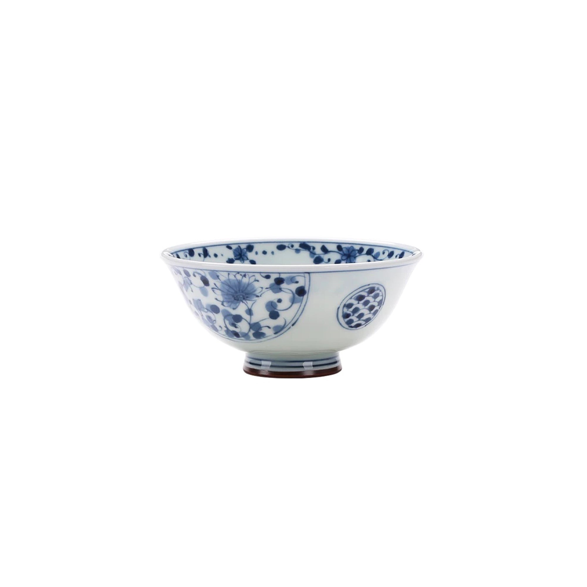 Blue and White Hand-painted Porcelain Bowl with Blue Glaze