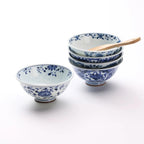 Blue and White Hand-painted Porcelain Bowl with Blue Glaze
