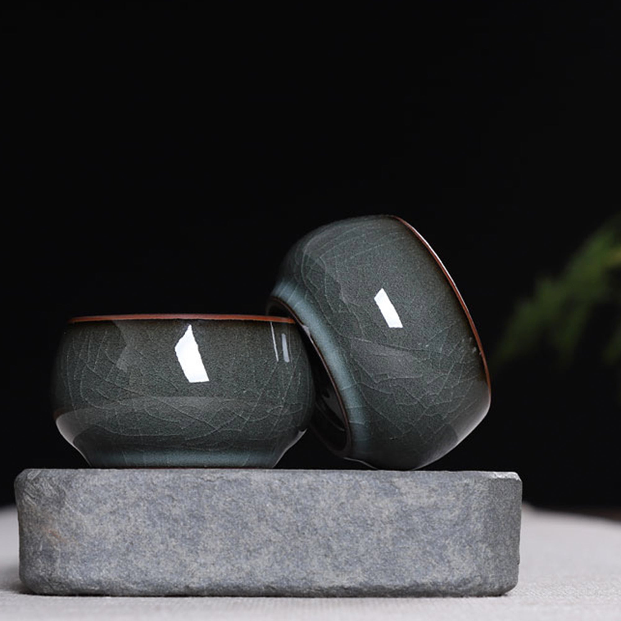 Leaf Crackle Tea Pot Cup Set