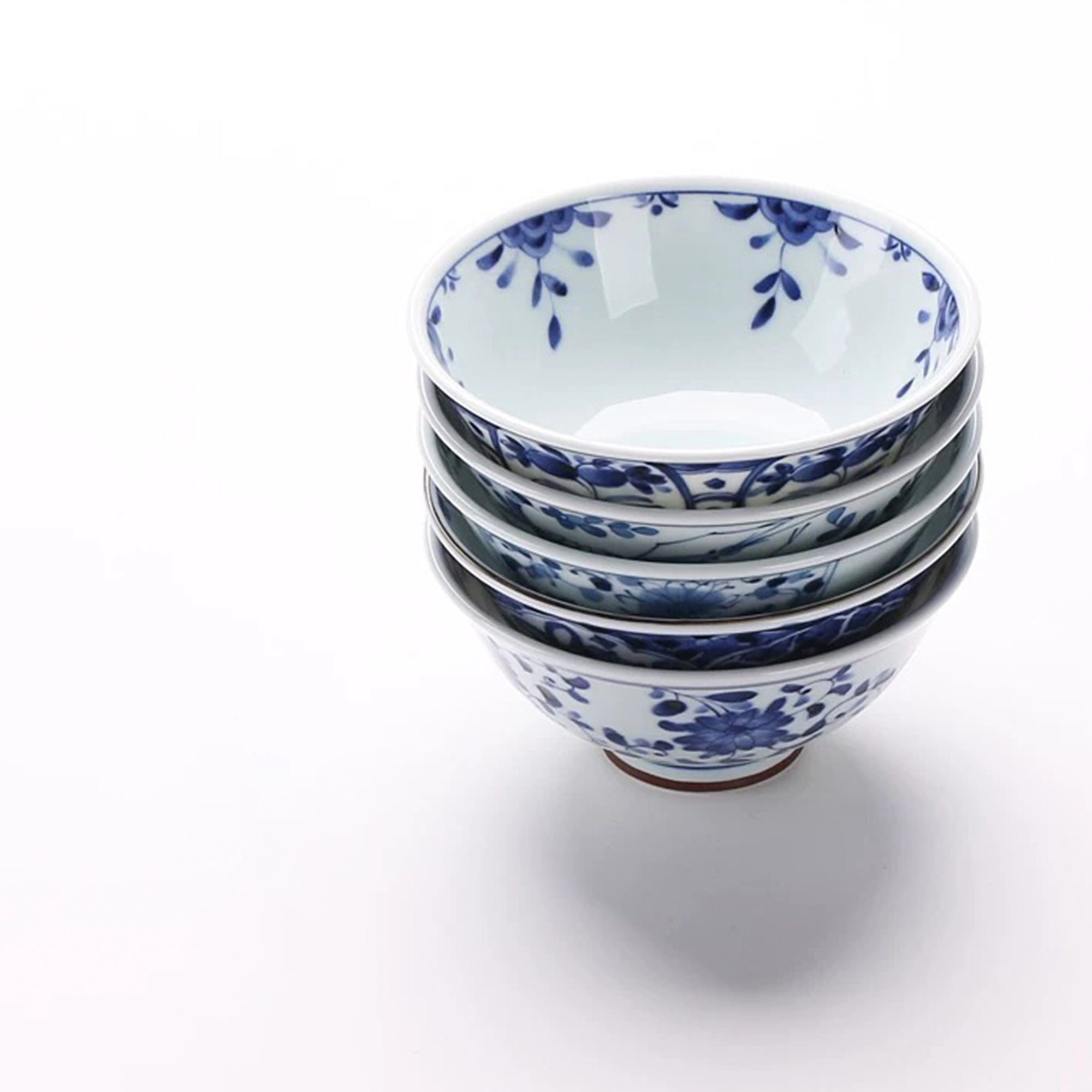 Blue and White Hand-painted Porcelain Bowl with Blue Glaze
