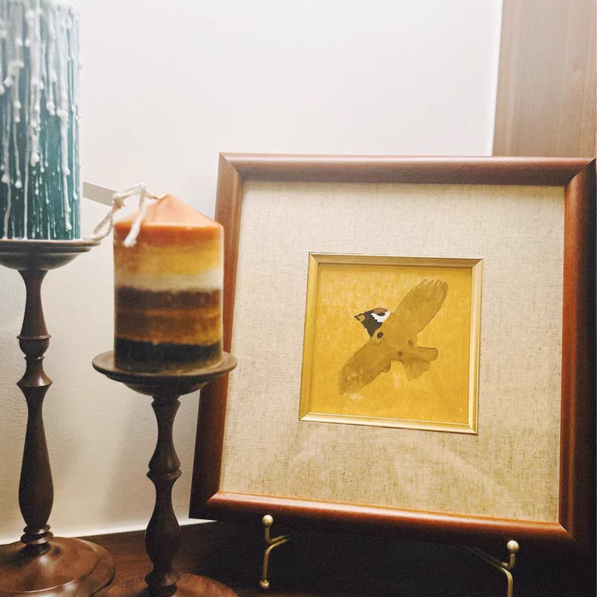 Golden Blessing Auspicious Bird Hand Painted Wall Art  270x270