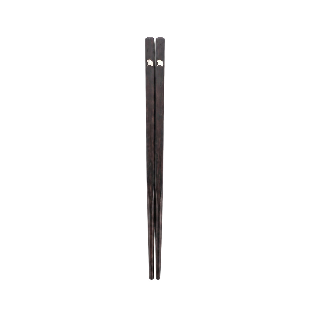 Noir Ginkgo Silver Leaf Ebony Chopsticks