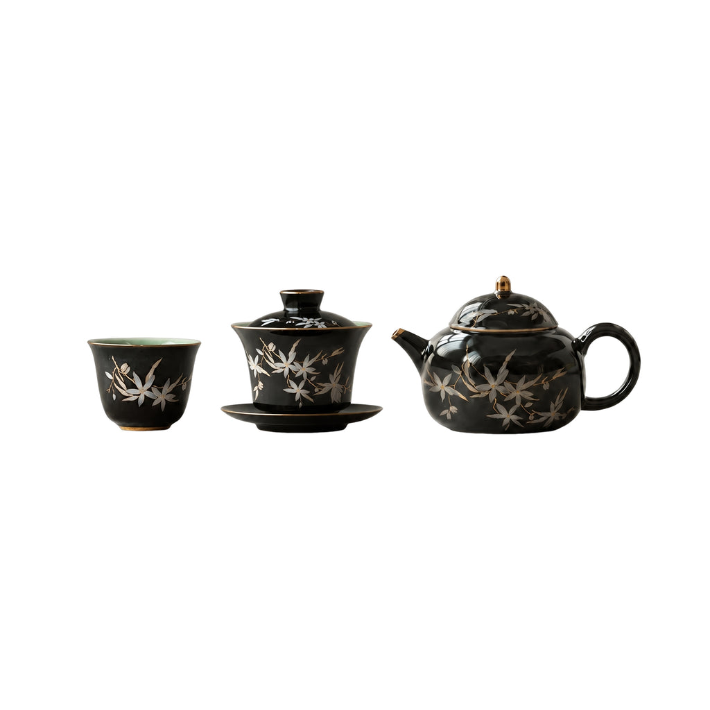 Black Gold Glaze Hand-painted Tea Set
