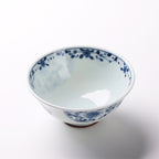 Blue and White Hand-painted Porcelain Bowl with Blue Glaze