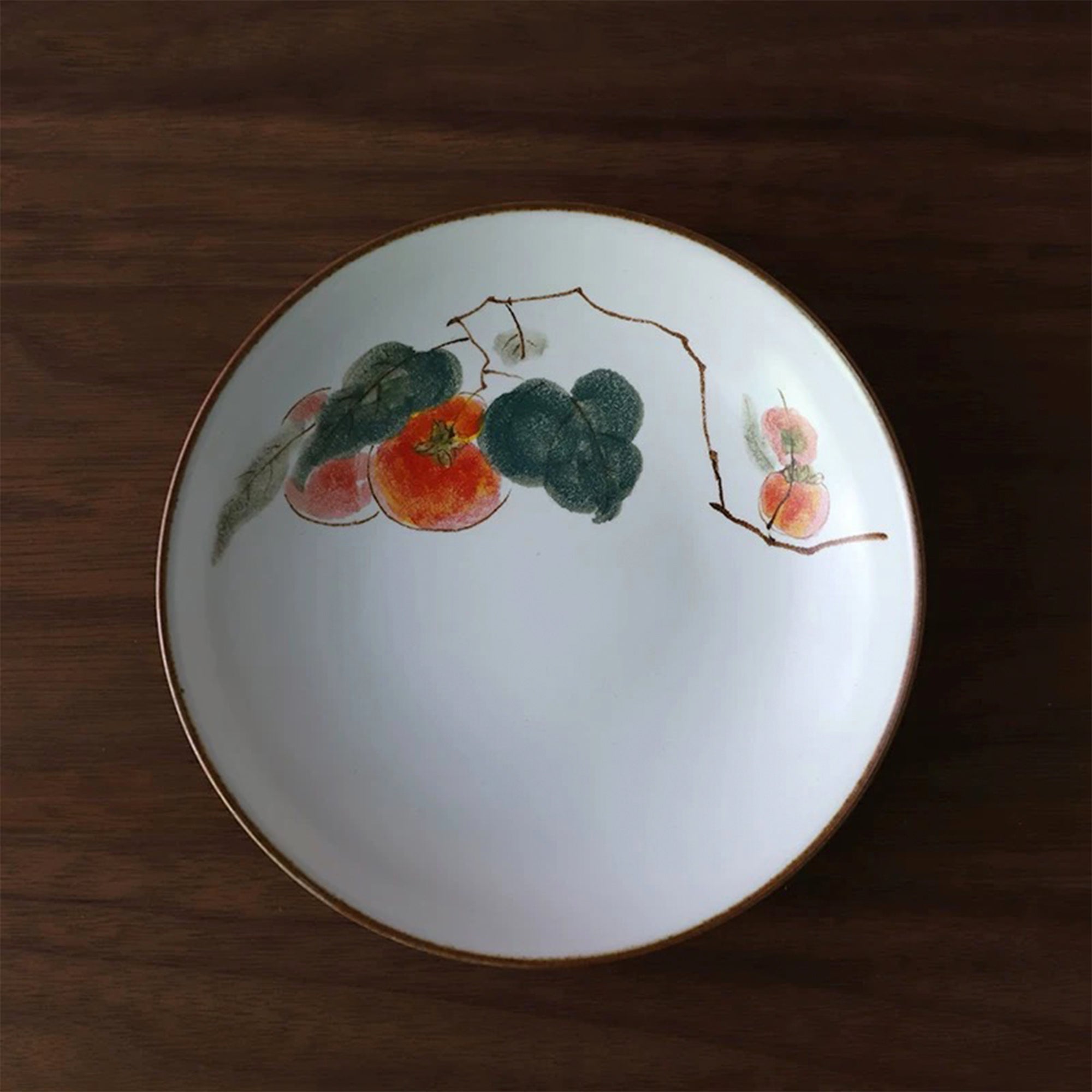 Hand-Painted Autumn Harvest Persimmon Plate