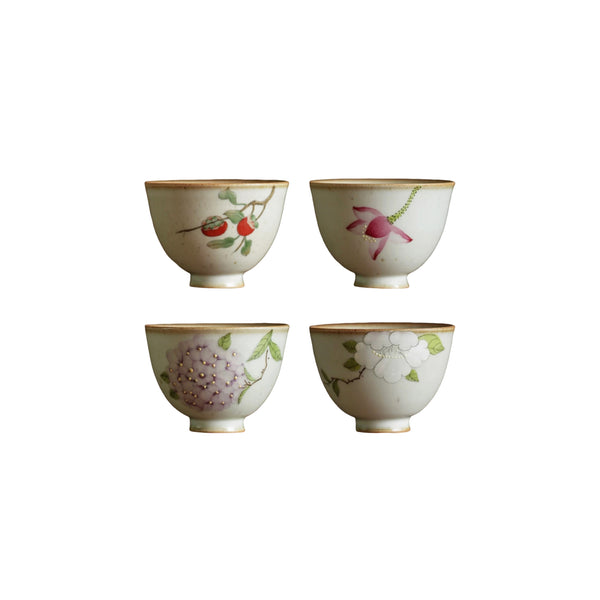 Handpainted Bloom Ceramic Tea Cup Set