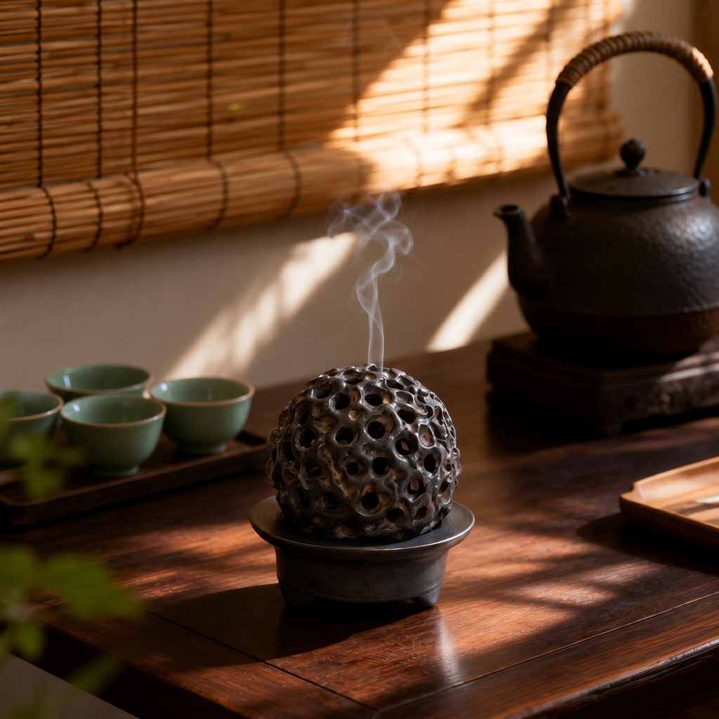 Dragon Ball Porcelain Incense Burner with Incense Sticks — Taihu Stone Sculpture