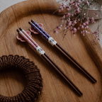 Mosaic Floral 5-Pair Chopstick Set with Ceramic Rests