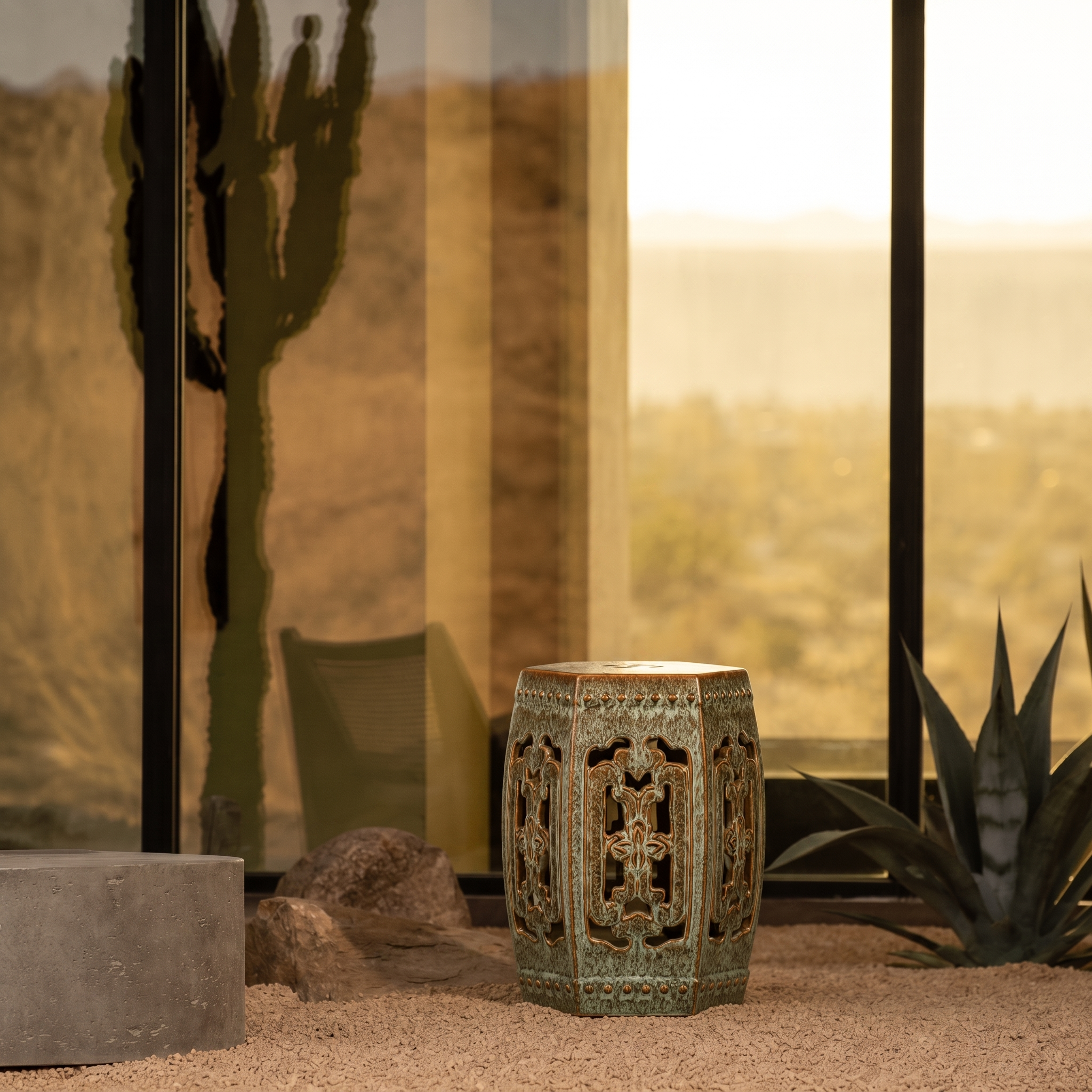 Jadelle Ceramic Garden Stool & Side Table