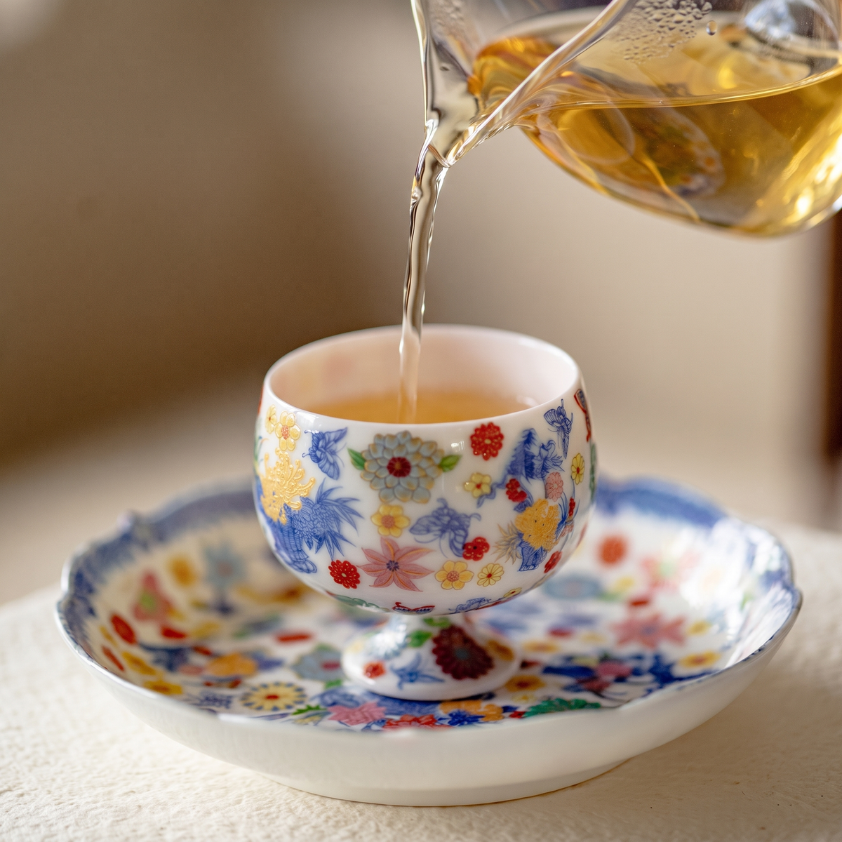 Imperial Garden Bloom Petalcrest Footed Porcelain Cup