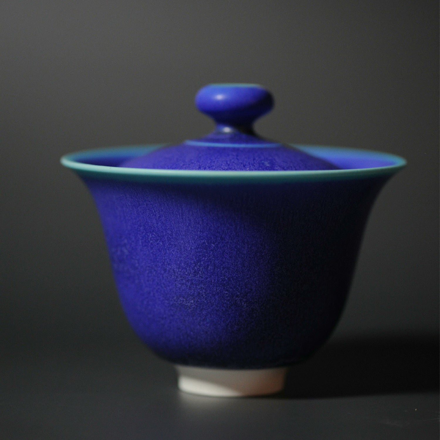 Yuanzhong, W. Unnamed Kiln｜Jade Clay Peacock Blue Gaiwan Lidded Bowl