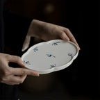Hand-Painted Autumn Orchid and Crabapple cake Plate