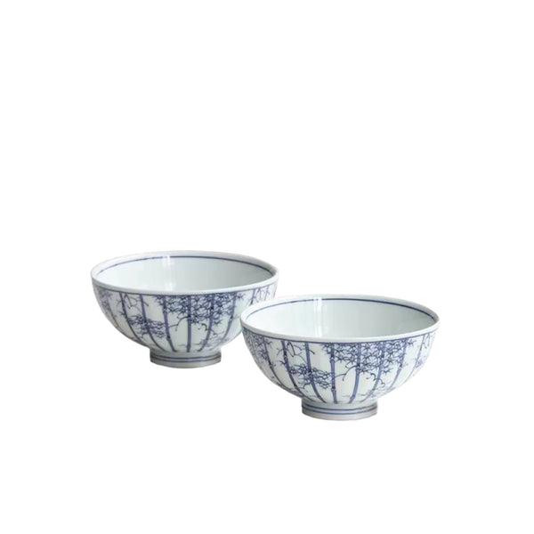 Nagasaki Bamboo Porcelain Bowl Set of 2