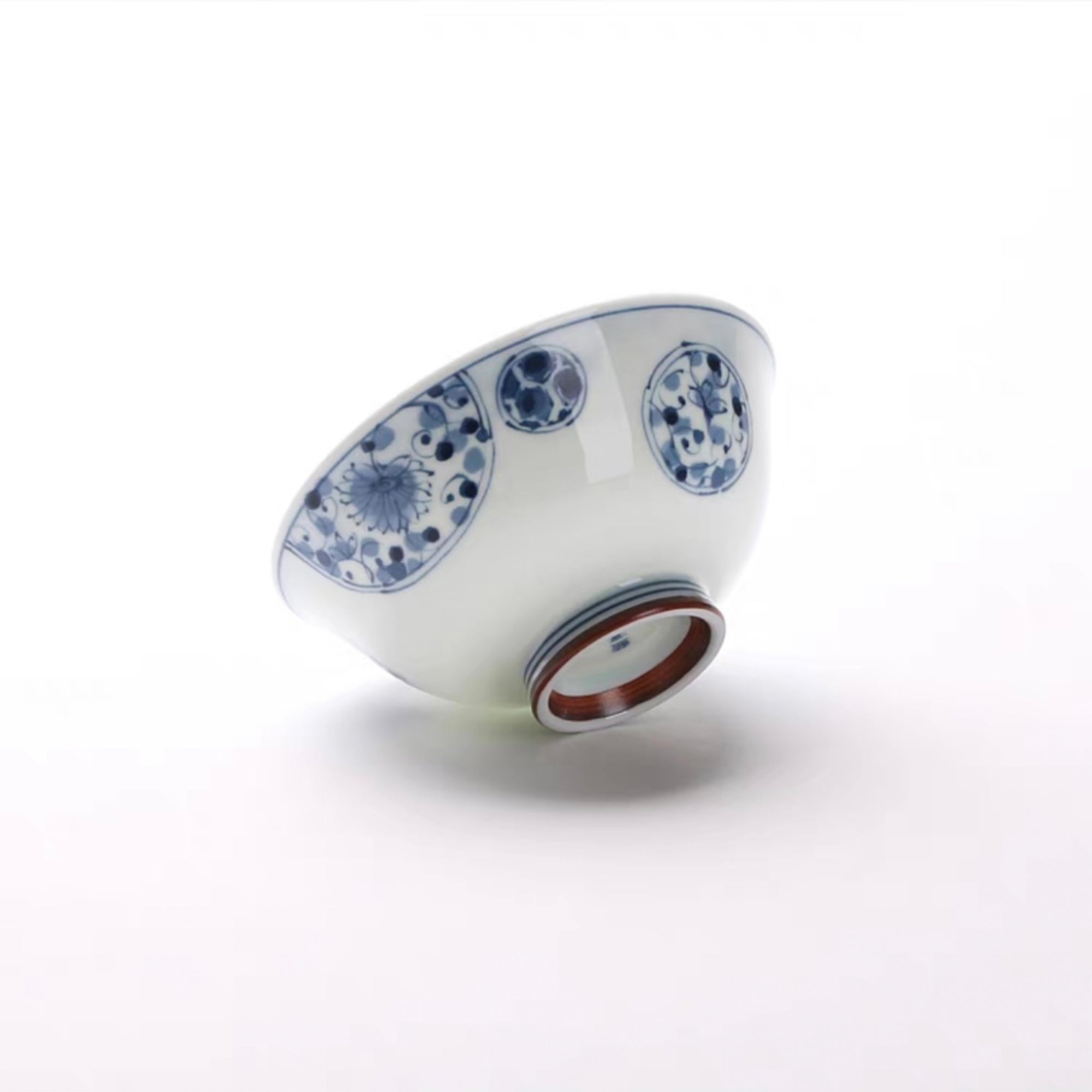 Blue and White Hand-painted Porcelain Bowl with Blue Glaze