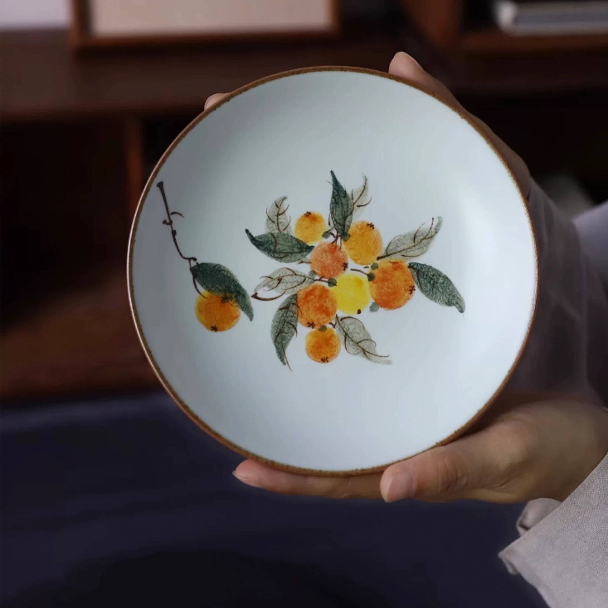 Hand-Painted Spring Harvest Loquat Plate