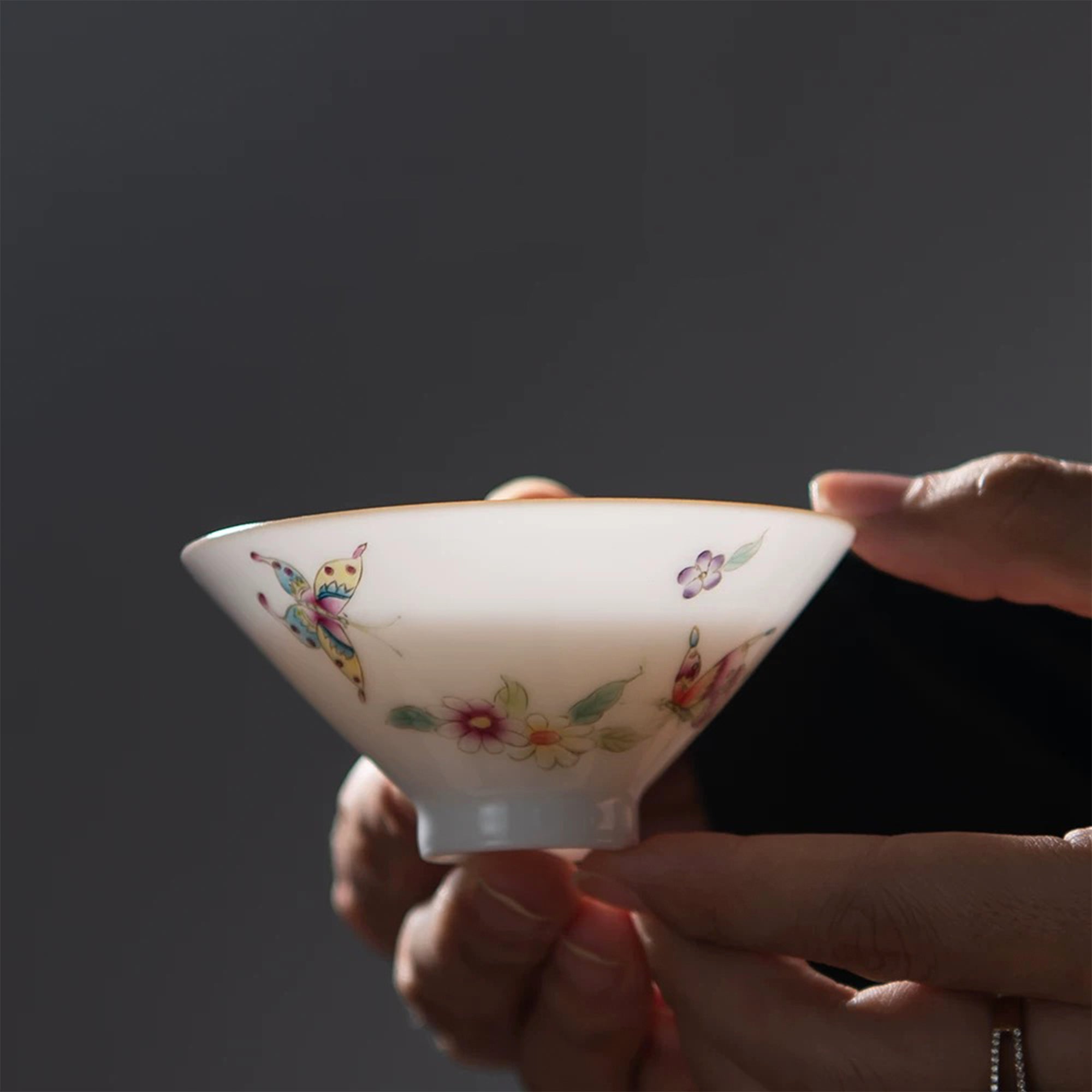 Hand-Painted Thin-Walled Pure White Porcelain Tea Cup