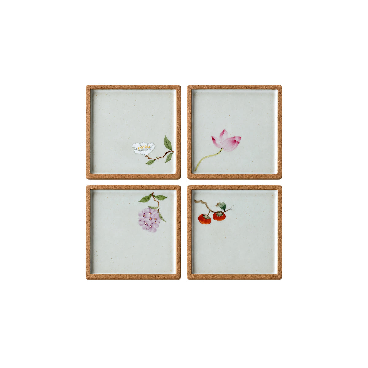 Handpainted Bloom Ceramic Coaster set