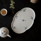 Hand-Painted Autumn Orchid and Crabapple cake Plate
