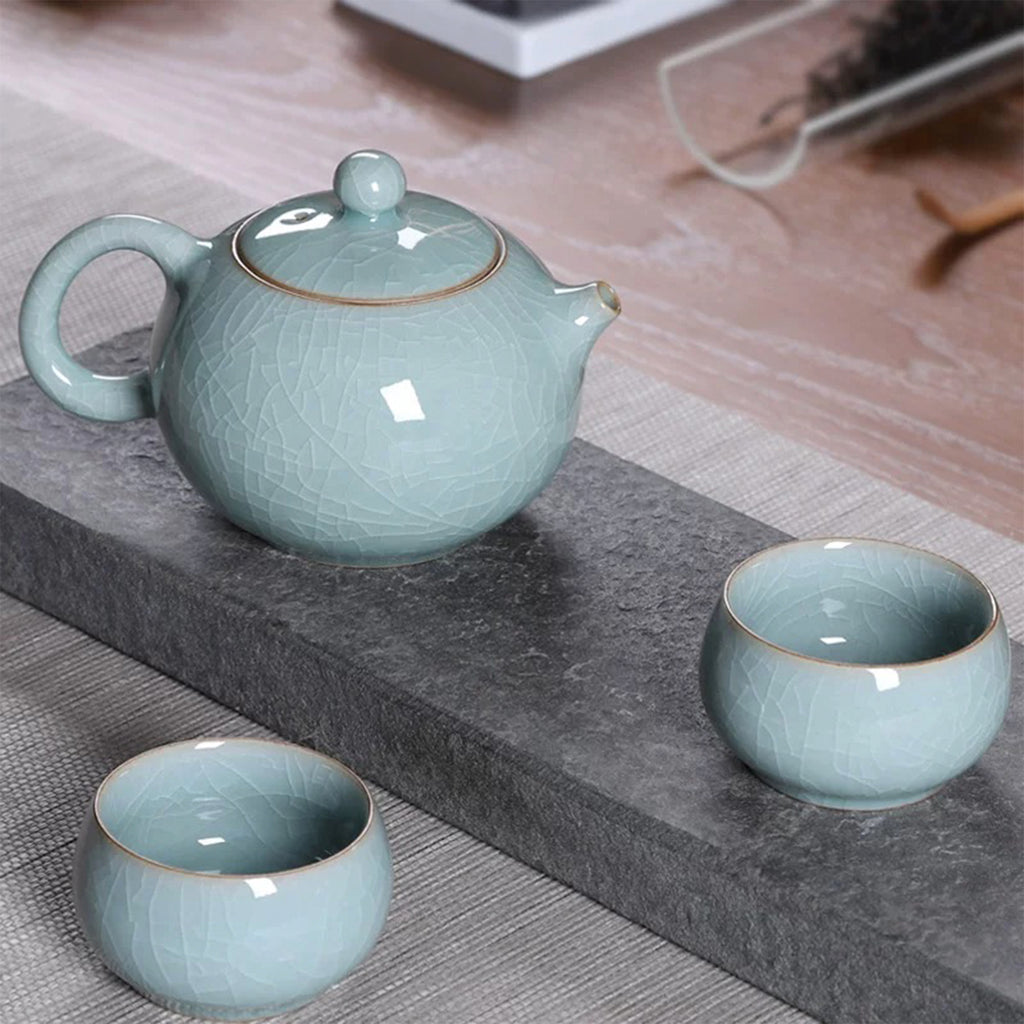 Leaf Crackle Tea Pot Cup Set