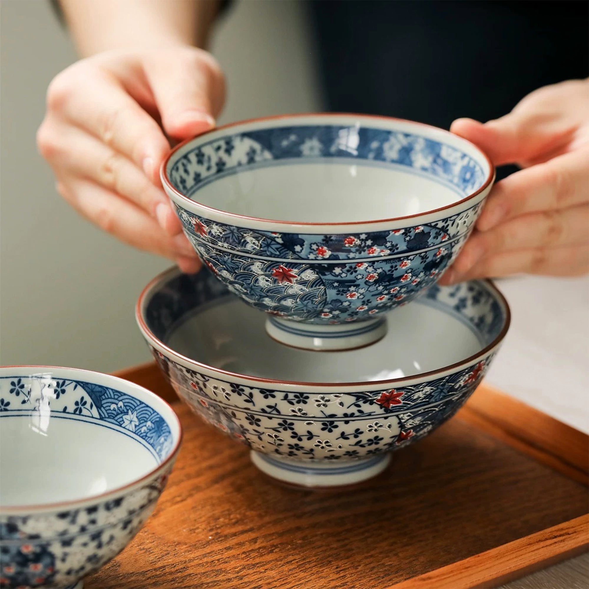 Hand-Painted Antique-Style Maple Bowl