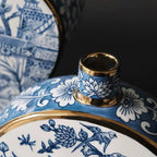 Chinese Ink Painting with Gold Trim Porcelain Vase