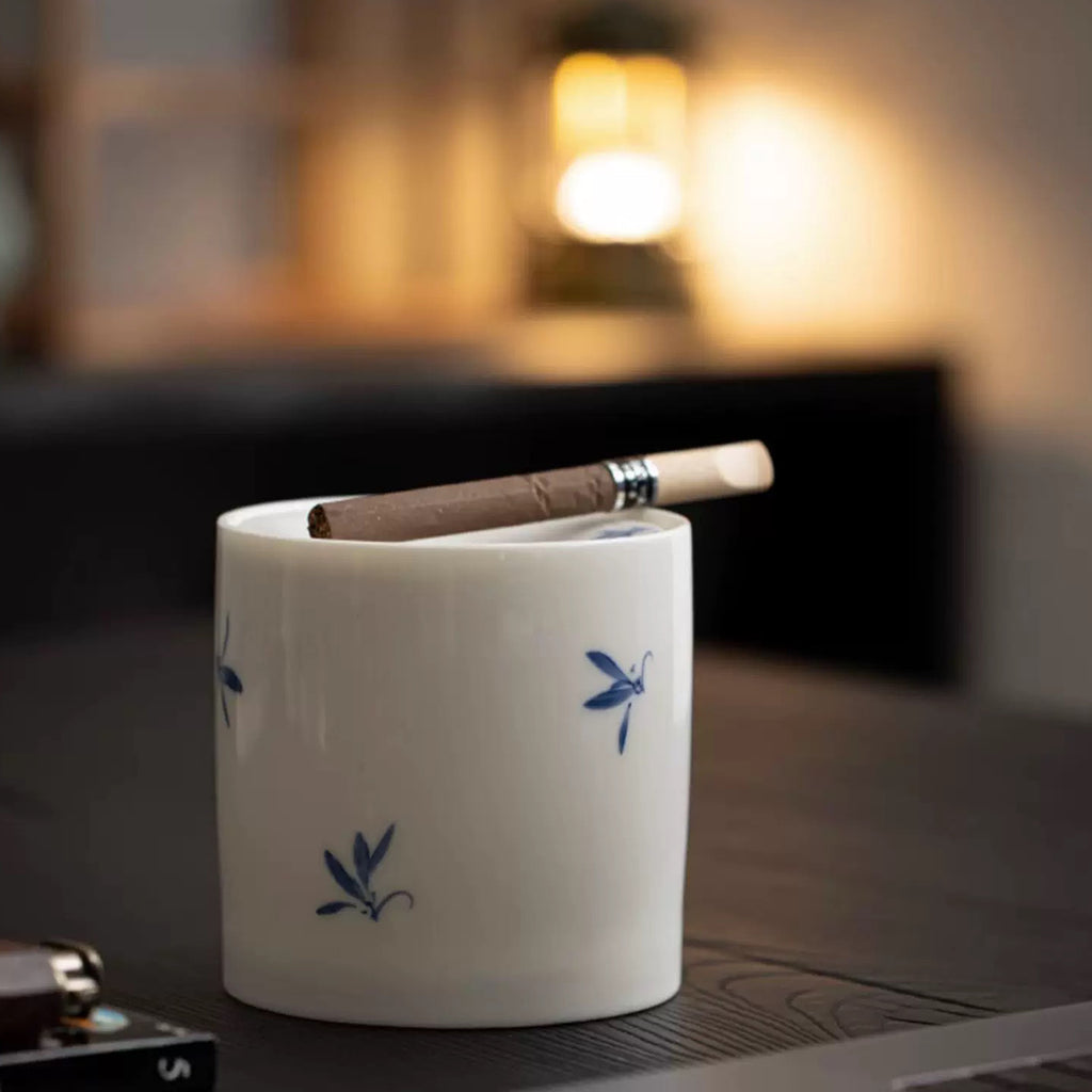 Hand-Painted Butterfly Orchid Ashtray