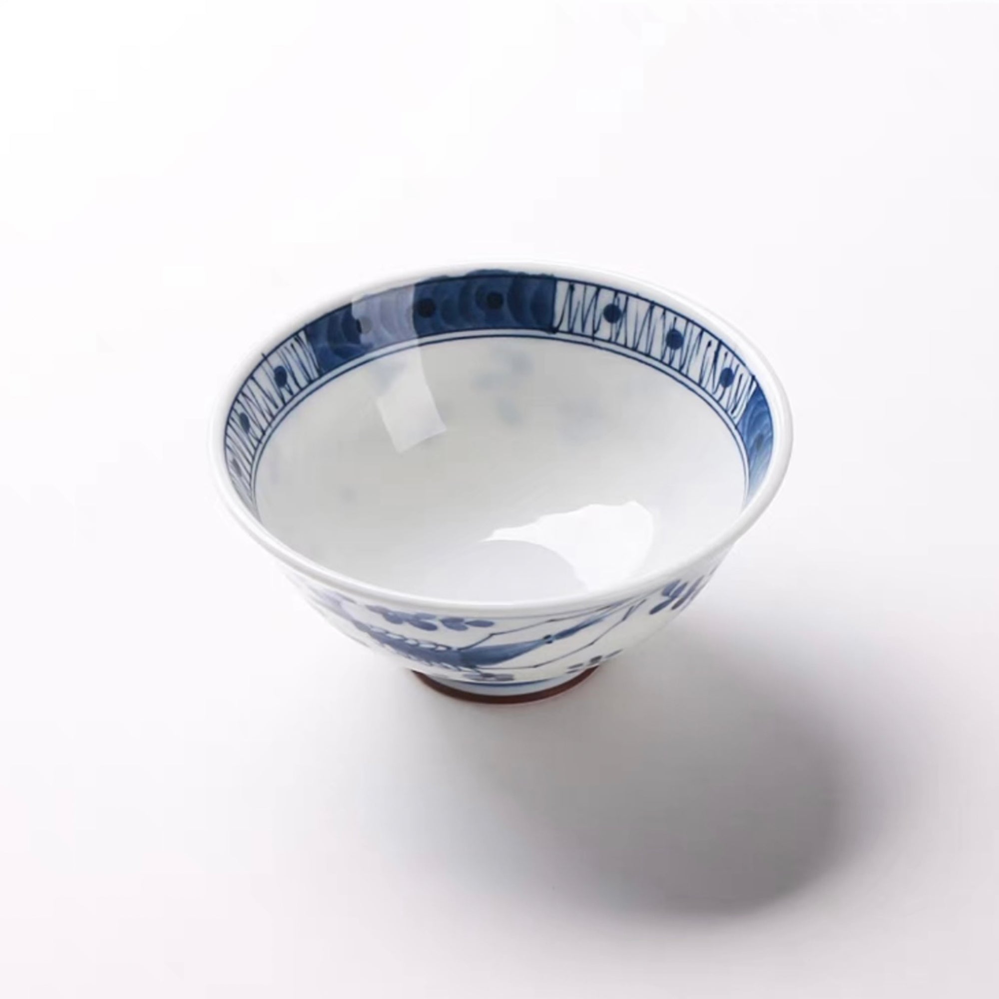 Blue and White Hand-painted Porcelain Bowl with Blue Glaze