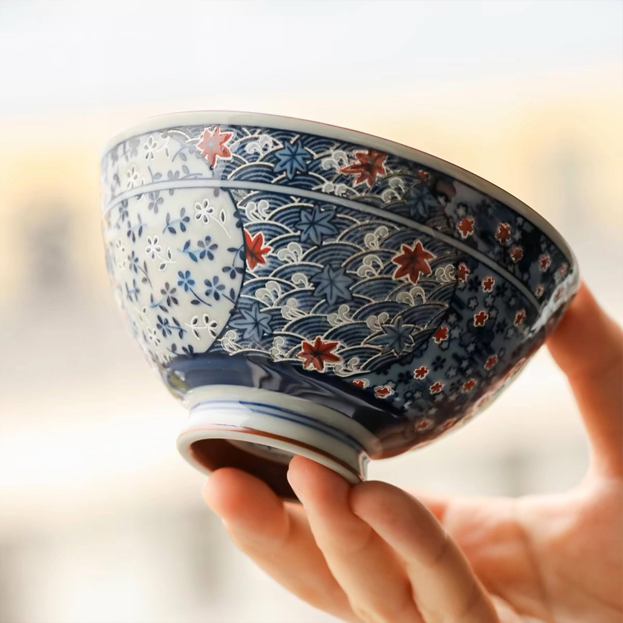 Hand-Painted Antique-Style Maple Bowl