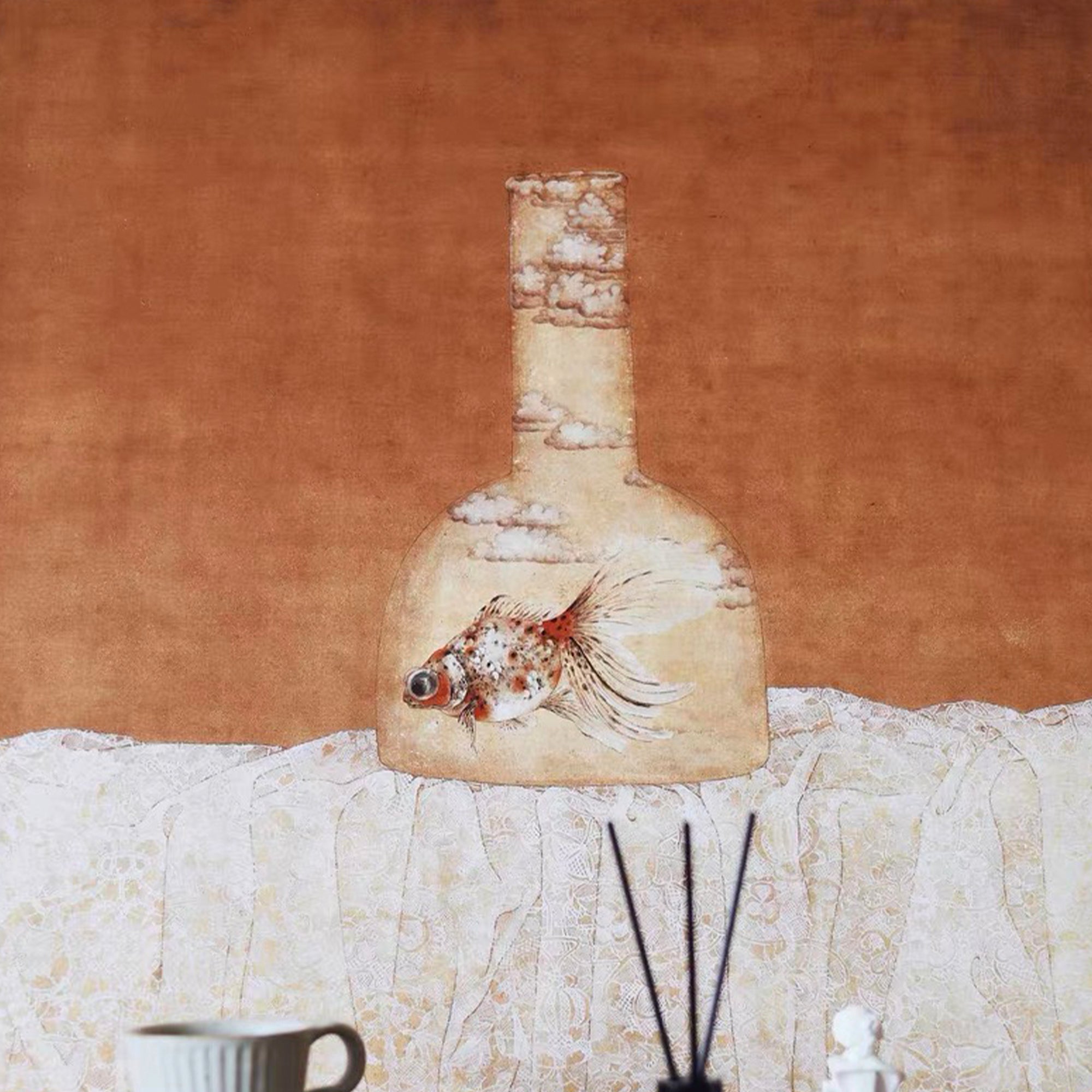 Melancholy Goldfish Painting on Canvas 400x500