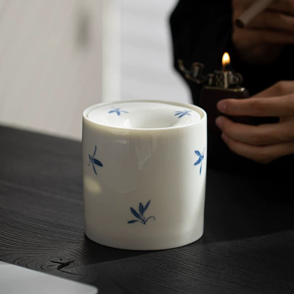 Hand-Painted Butterfly Orchid Ashtray