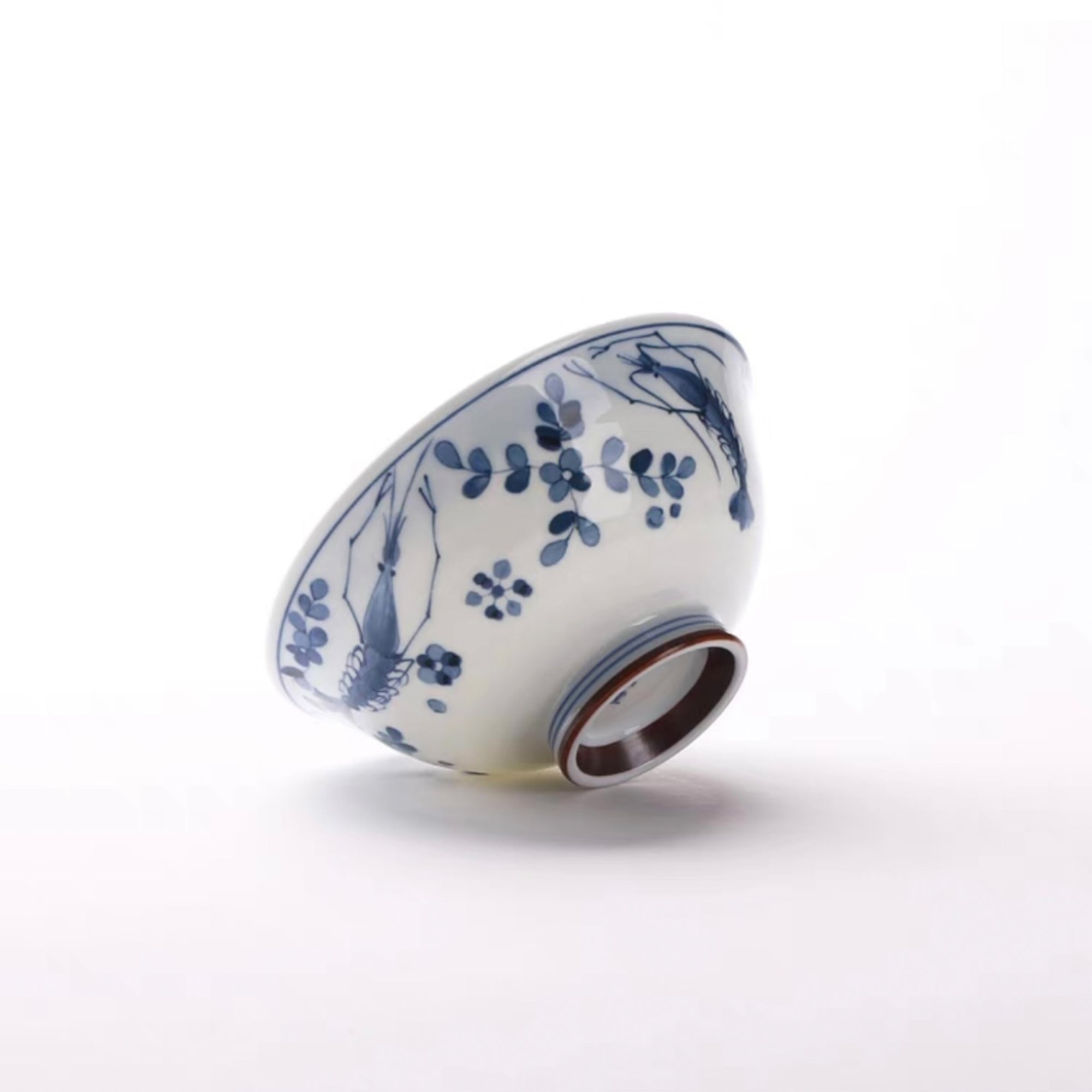 Blue and White Hand-painted Porcelain Bowl with Blue Glaze