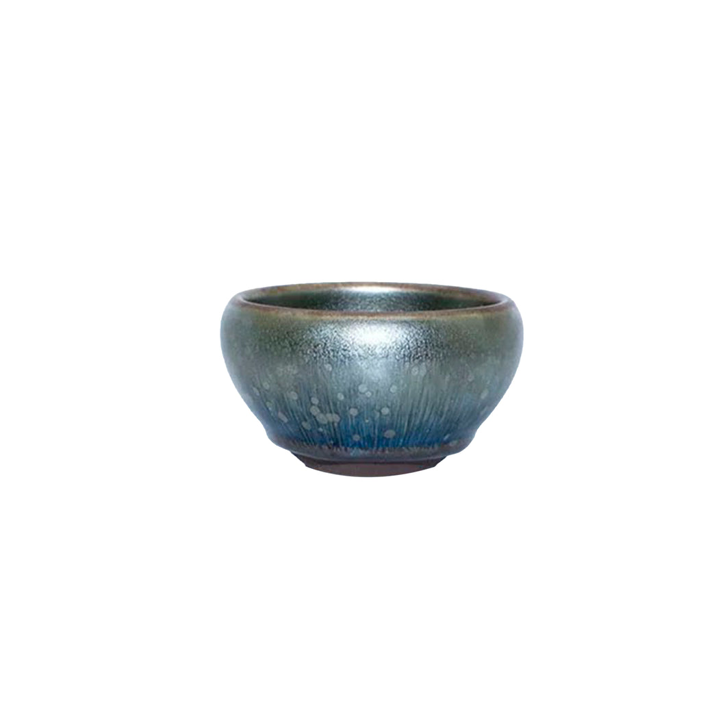 Tenmoku - Blue Oil Drip Footless Cup
