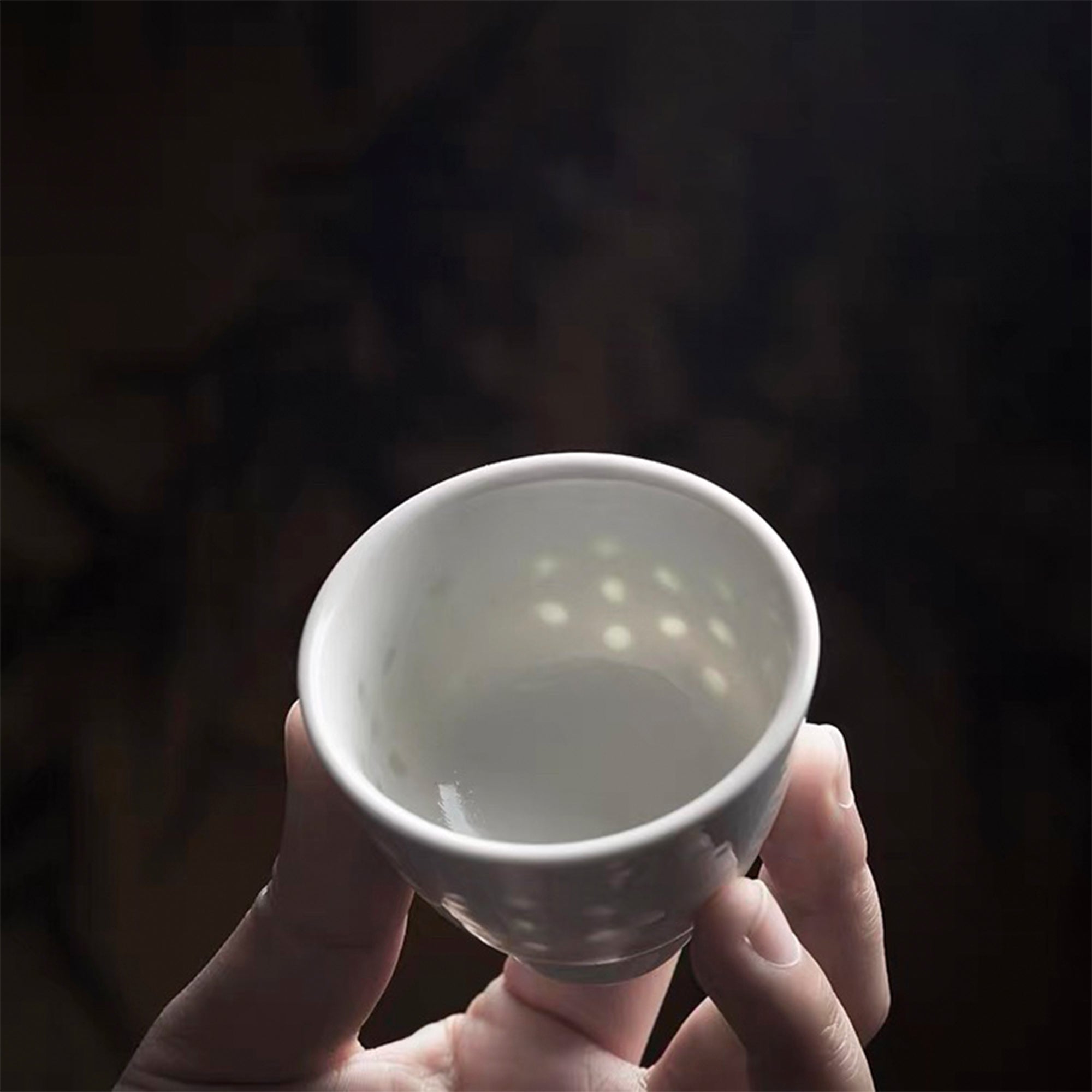 White Rice-Pattern Porcelain Ergang Cup