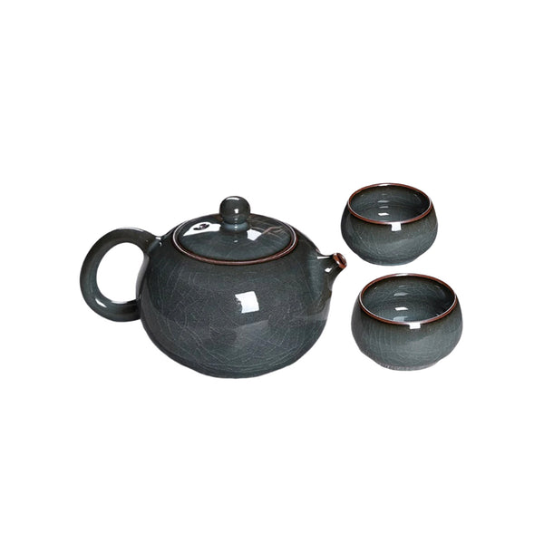 Leaf Crackle Tea Pot Cup Set