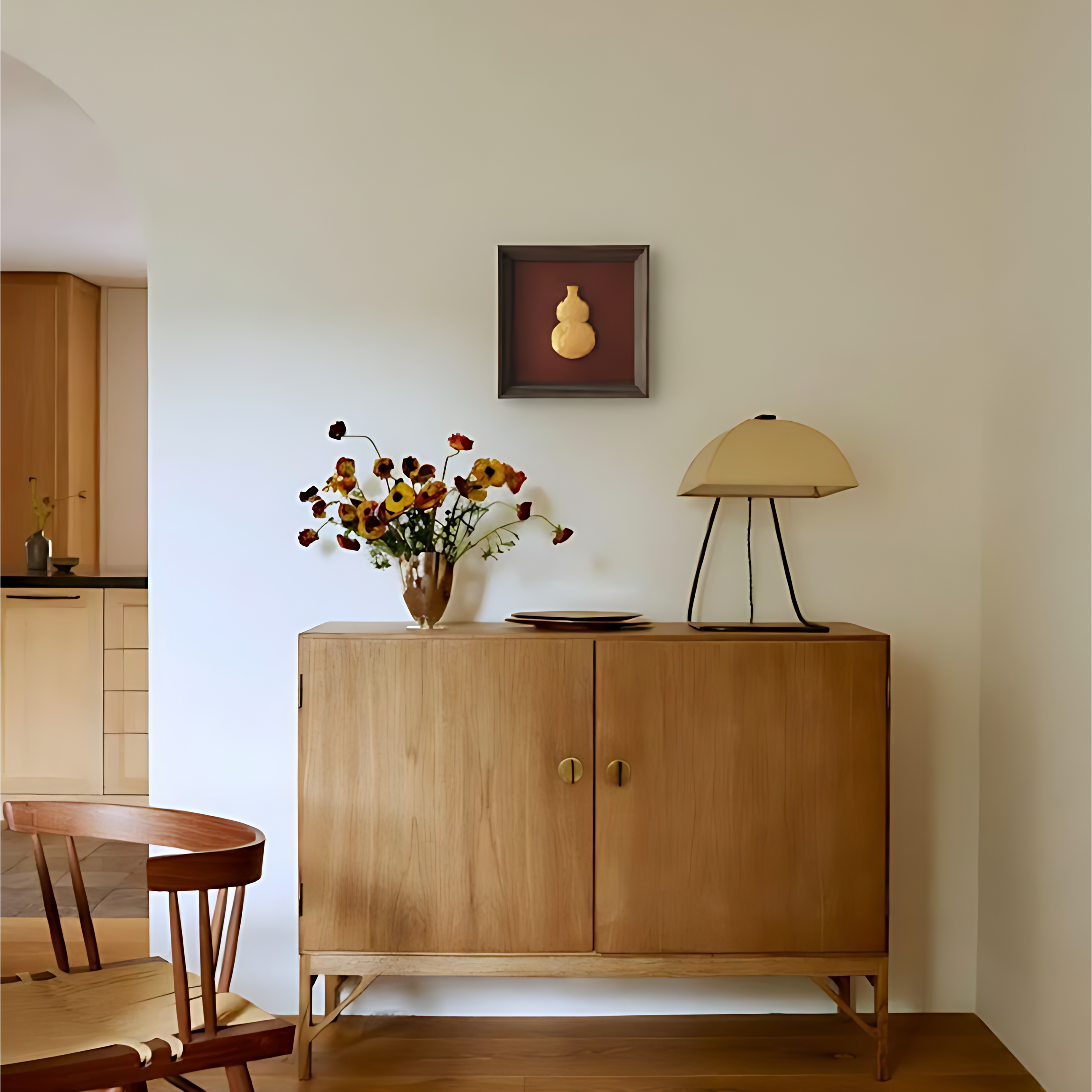 Asian-Inspired Golden Relief Framed Wall Art 215x215