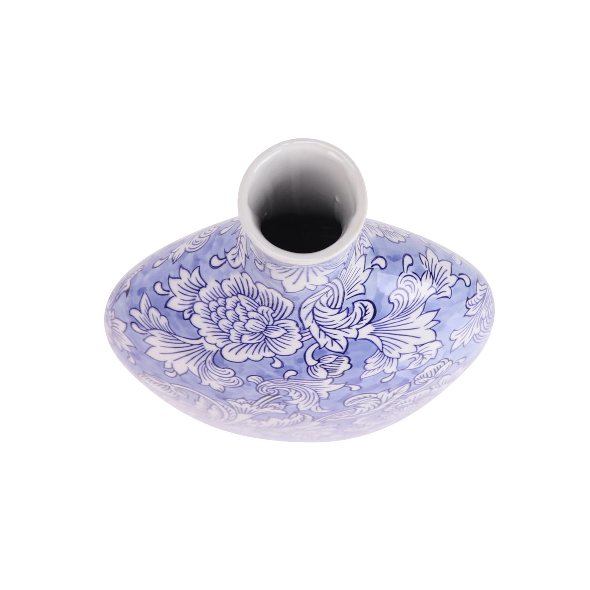 Modern Chinese Blue and White Floral Vase