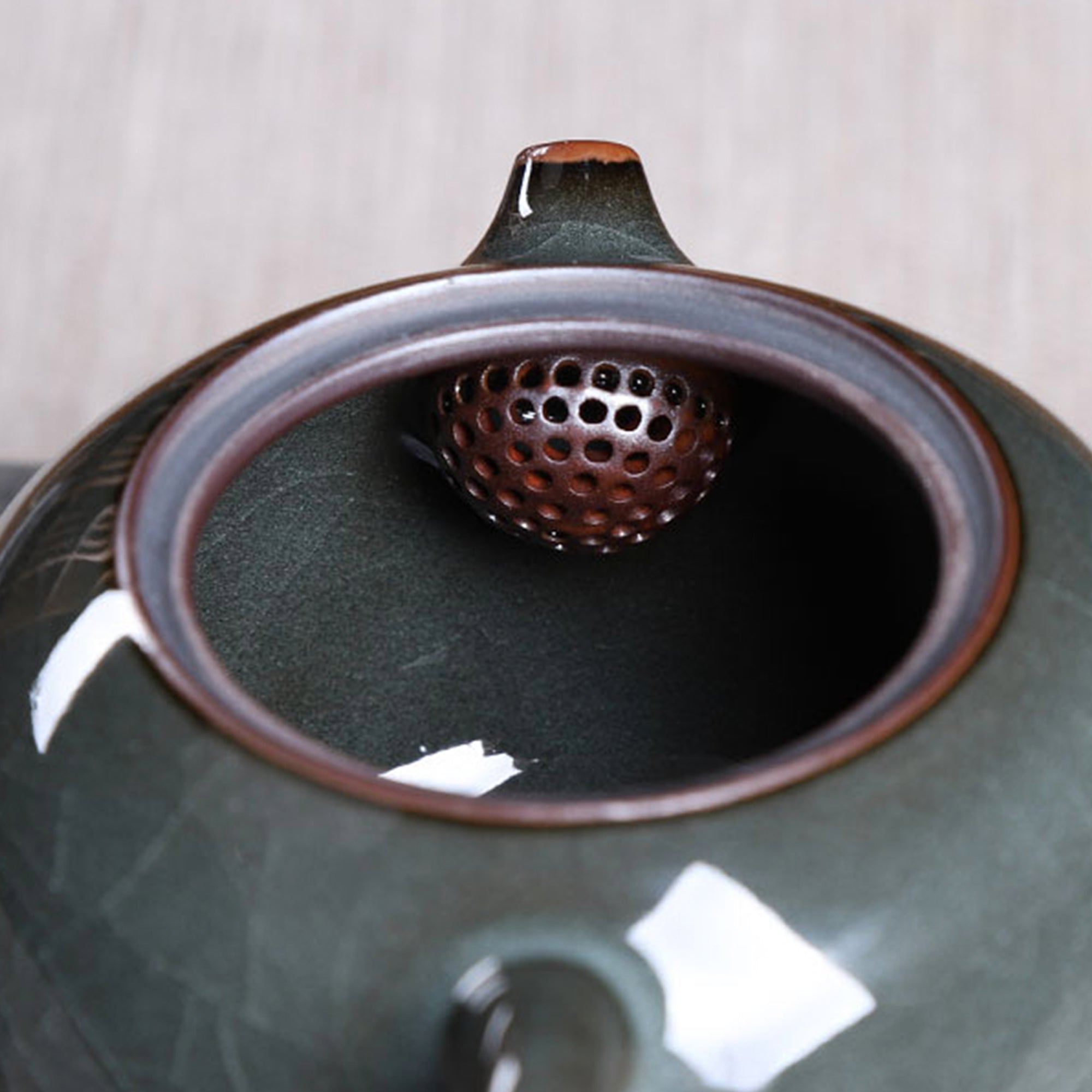 Leaf Crackle Tea Pot Cup Set