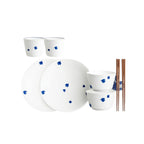 Indigo Petals Duo – 8-Piece Blue & White Porcelain Dinner Set for 2 People