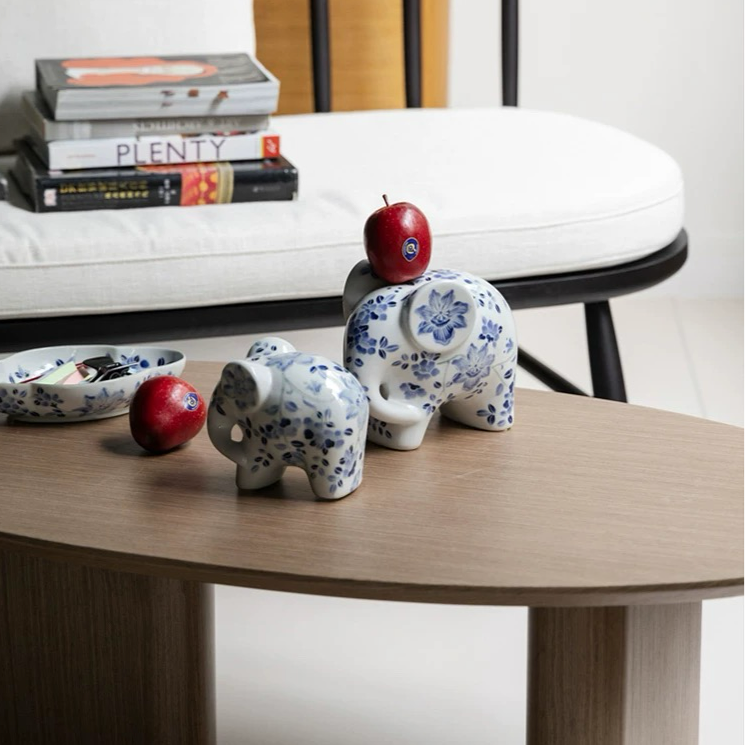 Blue-White Porcelain Elephant Pair