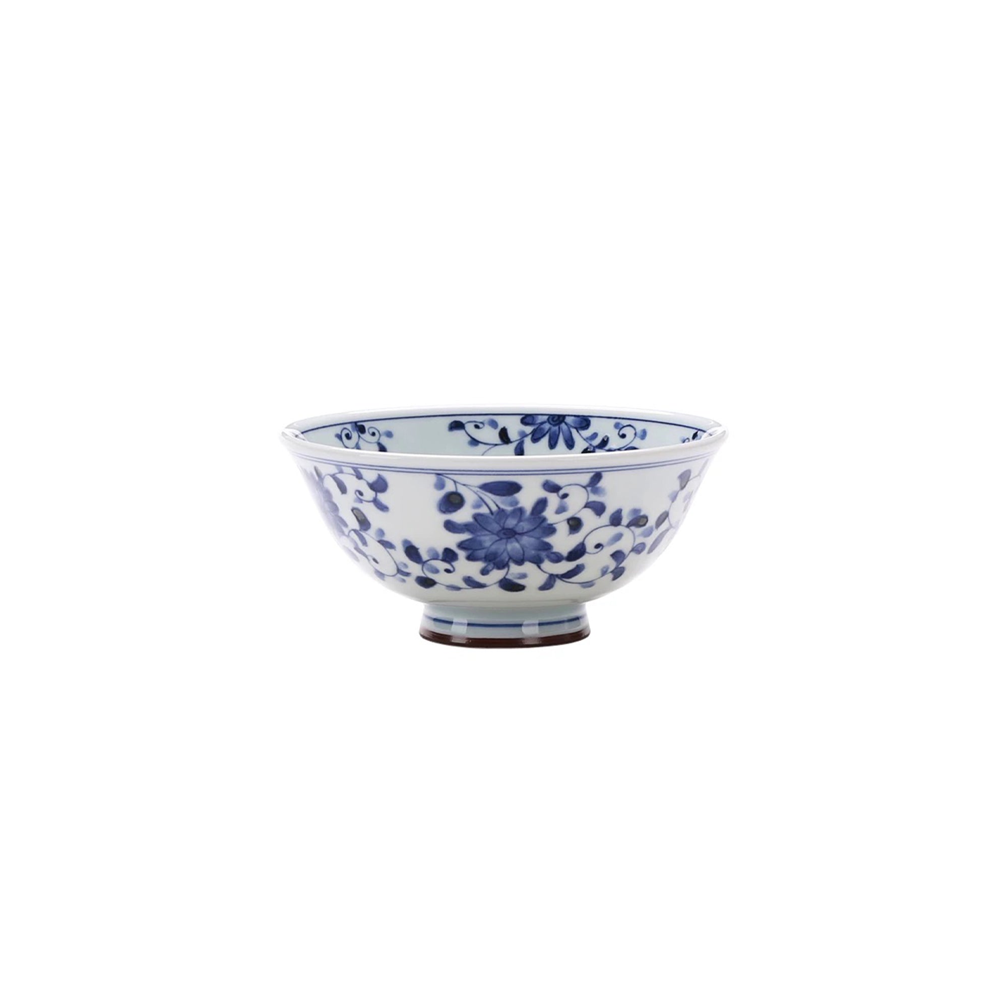 Blue and White Hand-painted Porcelain Bowl with Blue Glaze